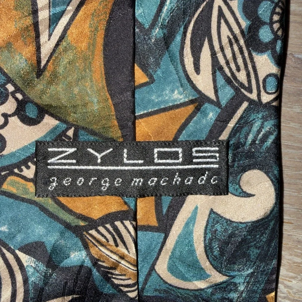 Zylos George Machado Abstract Pattern Silk Blend Necktie Men's Fashion Accessory